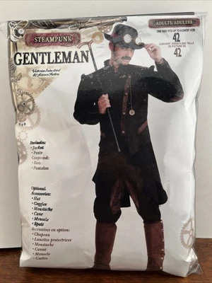 Steampunk Gentleman Victorian Man Brown Fancy Dress Up Halloween Adult Costume - Image 1 of 4