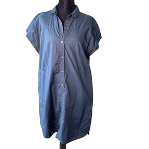 MADEWELL Hemdblusenkleid dunkelblau Vista Baumwolle Damen L Strand Arbeit Sommer - Bild 1 von 5