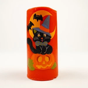 Unbranded Novelty Halloween 6" Pillar Candle Orange Black Cat Bats Moon Pumpkin - Picture 1 of 9