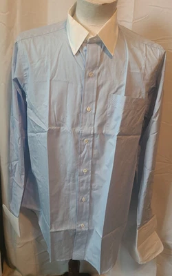 Mens L/S button front dress shirt - Sulka - Pure Sulka Cotton - 16-35 baby blue - Image 1 of 4