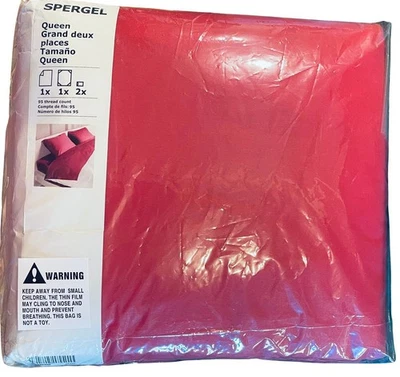全新 宜家 Spergel 床单套装,红色,棉超柔软,大号 (4 件) 全新 — 第 1/4 张图片