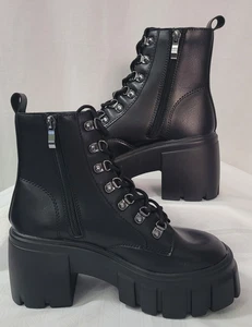 Fitory Damen schwarz seitlicher Reißverschluss Kampfstiefel Größe 7 - Bild 1 von 5