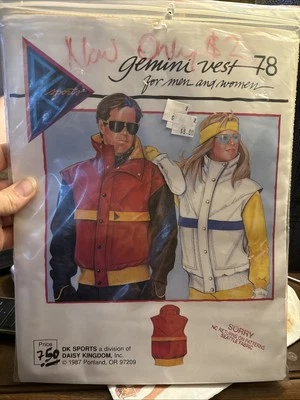 Daisy Kingdom sport Ski Vest unisex sz XS- XL UNCUT vtg 1987 sewing Pattern - Image 1 of 2