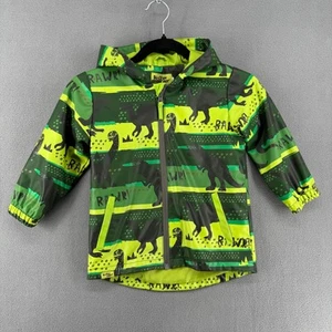 Western Chief Rain Windbreaker Dino Line Dance Jacket Kid 4T Green Full Zip Hood - Picture 1 of 12