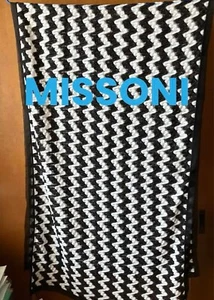 Missoni scarf 210cm 82″ 70cm 27″ rectangle rayon zigzag black - Picture 1 of 5