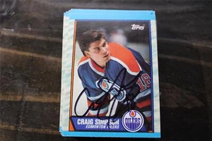 CRAIG SIMPSON EDMONDTON OILERS 1989-90 TOPPS SCHEDA AUTOGRAFATA - Foto 1 di 1