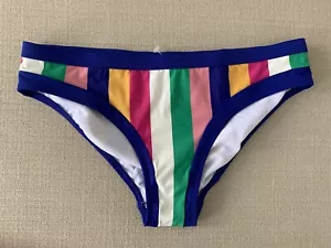 BODEN BIKINI BOTTOMS Size 10 Santorini Stripe Blue Green White Pink Yellow - Picture 1 of 5