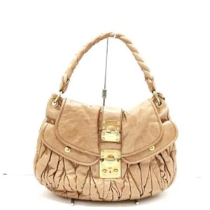 Auth Miu miu Matelasse Handbag Tote Bag #2606 Beige Leather - Picture 1 of 1