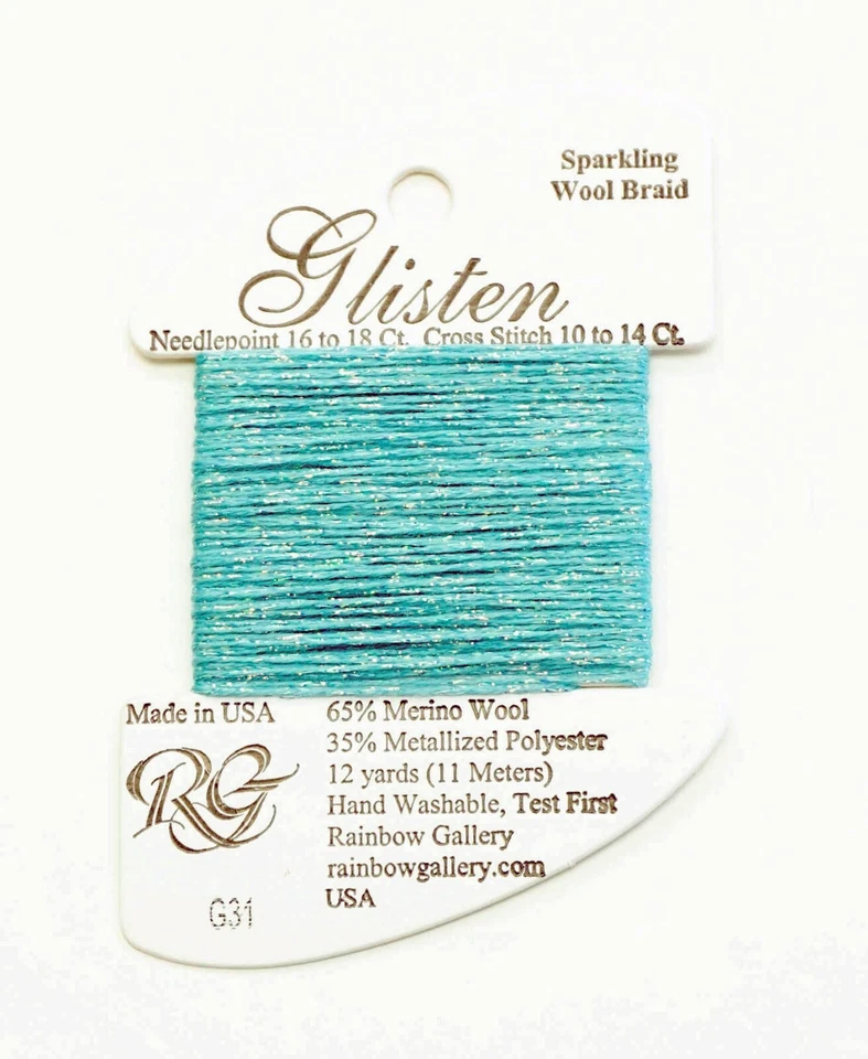 GLISTEN Sparkling Braid #31 Sea Blue  Needlepoint Thread by Rainbow Gallery - Image 1 of 1