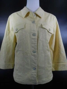 Beautiful Women's Large D&Co Yellow Snakeskin Design LS Button Blazer Jacket - Picture 1 of 7