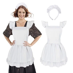 Women Retro Ruffle Apron Adjustable Vintage Cooking Kitchen Apron with Headband - Picture 1 of 6