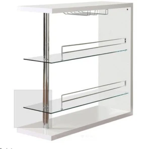 Two-Shelf Contemporary Glossy White Bar Unit with Wine Holder - Picture 1 of 3