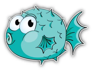 Funny Puffer Fish Cartoon Car Bumper Sticker Decal - "SIZES'' - Bild 1 von 1