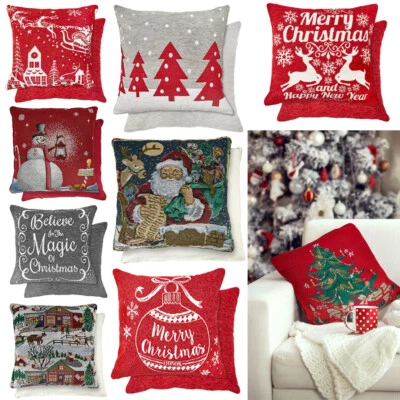Vintage Christmas Tapestry Filled Cushions or Cushion Covers in 7 designs - Image 1 of 2