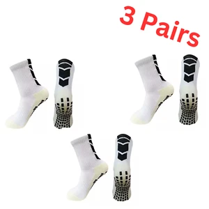 3 Pairs Anti-Slip Grip Soccer Socks Cotton Crew Athletic Sock Men Women Premium - Picture 1 of 11
