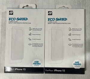 2-Pack Zagg iFrogz Eco-Shield Hybrid Glass Screen Protector For Apple iPhone 15 - Picture 1 of 1