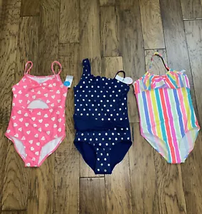 NWT Justice, Oshkosh & Carter's Kid Girls' 1-Piece Swimsuits X 3 Size 12 - Picture 1 of 5