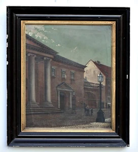 Men talking on the street, 19th century oil on canvas painting, signed monogram - Picture 1 of 6