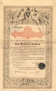 AUSTRIA 5% 1868 100 GULDEN stock/bond certificate - Picture 1 of 1