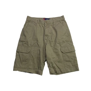 Ralph Lauren Chaps Cargo Chino Shorts Mens Size 29 Khaki Wash Twill Flat Front - Picture 1 of 8