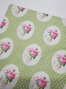Tanya Whelan Fabric LuLu Roses Green Medallion Shabby Chic Sew Quilt ONE YARD - Picture 1 of 1