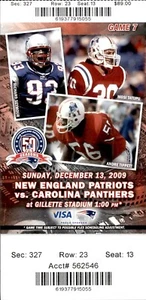 New England Patriots vs Carolina Panthers 12/13/09 Full Ticket...Tom Brady TD - Picture 1 of 2