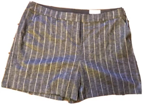 Lane Bryant Damen Leinenmischung Chino Shorts Gr. 26 grau weiß gestreift Neu mit Etikett - Bild 1 von 6