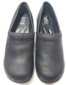 Sanita Black Leather Comfort Nursing Clogs Loafers Shoes Womens 39 / 8.5  - Picture 1 of 8