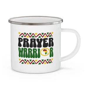 Taza de camping esmaltada - Guerrero de oración - Inspiración cristiana África - Imagen 1 de 6