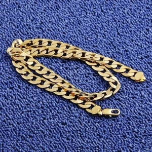 Mens Women Necklace Cuban Curb Link Heavy Solid Chain 18k Gold Plated 6mm 22inch - Picture 1 of 9