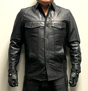 First Manufacturing Leather Levi's Cut Leather Shirt Jacket Size Medium - Picture 1 of 7