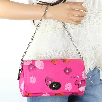 NWT Coach Pink Floral Mini Ruby Crossbody Swingpack Bag Chain Clutch F35553 RARE - Image 1 of 4