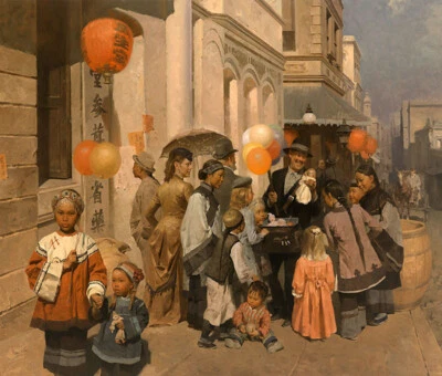 Mian Situ " Toy Peddler of Dupont Street, Chinatown, S.F. 1905 " LE CANVAS art - Image 1 of 4
