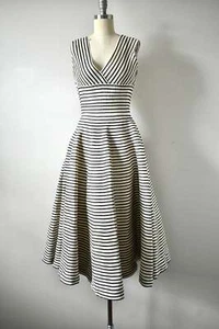 Klassisches ärmelloses gestreiftes Kleid Vintage 1950 - Bild 1 von 6