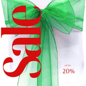 ORGANZA - EMERALD - Chair Sashes Bows for Wedding Reception Event Banquets Chair - Picture 1 of 2