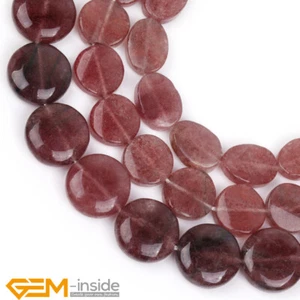 Pink Rose Cherry Quartz Natural Stone Coin Twist Loose Beads Jewellery Making AU - Foto 1 di 27