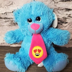 ETIKETTEN - Nanco Emoji Teddybär blau Plüschtier Stofftier rosa Krawatte 8 Zoll Spielzeug - Bild 1 von 10