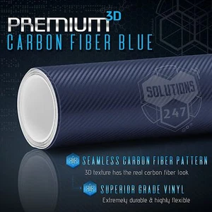 24" x 60" In Vinyl Wrap Bubble Free Air Release - 3D Blue Carbon Fiber Matte (A) - Picture 1 of 8