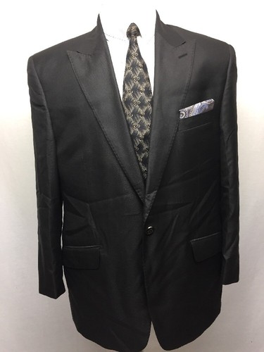 Abito nero da uomo Sergio Valentino Diamond Collection 1 bottone 2 pezzi taglia 42R