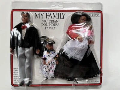 Casa de Muñecas Miniaturas Victoriana Negra Familia de 4 Personas Flexible Posable 1:12 Foto 1 de 3