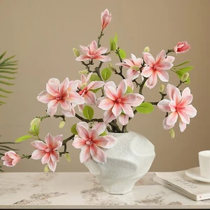 2 PIEZAS Magnolia Artificial Tacto Real Día de la Madre Flor Regalos Fiesta Jarrón Decoración - Imagen 1 de 13