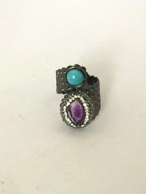 J88677 ANILLO DE DISEÑO CRISTAL TITANIO AZUL TURQUESA Y PÚRPURA TALLA 9 Foto 1 de 4