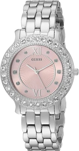 Stainless Steel + Pink Crystal Bracelet Watch. Color: Silver-Tone (Model: U1062L - Picture 1 of 12