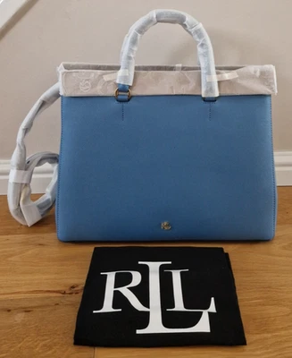 BNWT Lauren Ralph Lauren Hanna 37 Pale Azure Large Leather Satchel - RRP £299 - Image 1 of 4