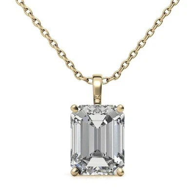 Gold Diamant Anhänger Halskette IGI GIA Smaragdschliff 2 Karat Lab Created... - Bild 1 von 4