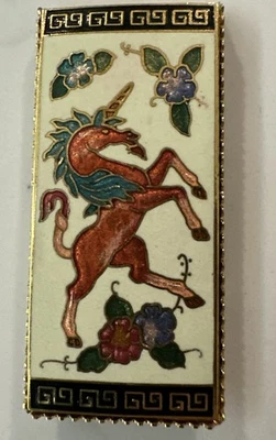 Unicorn Money Clip Eastern Asian Design Floral Grecian Block - Image 1 of 4