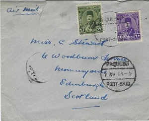 PORT SAID PAQUEBOT UMSCHLAG - ELLERMAN LINE - MIT BRIEF - Bild 1 von 3