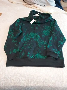 NEW Gap hoodie women size Large Green floral design Embroidery Logo NWT well mad - Picture 1 of 10