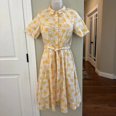 Vestido Camisa Boden Talla 4 Amarillo Starburst con Cinturón Mujer Informal Algodón Foto 1 de 4