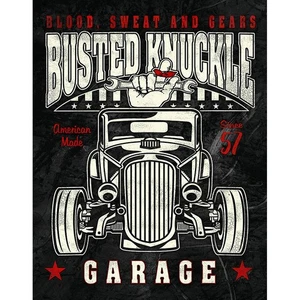 Blood Sweat and Gears Busted Knuckle Garage Metal Sign Reproduction 32cm x 41cm - Picture 1 of 1